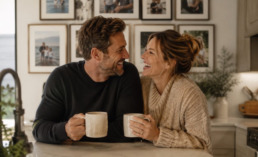 a man and woman laughing
