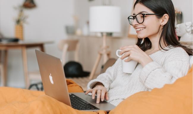 a woman using a laptop